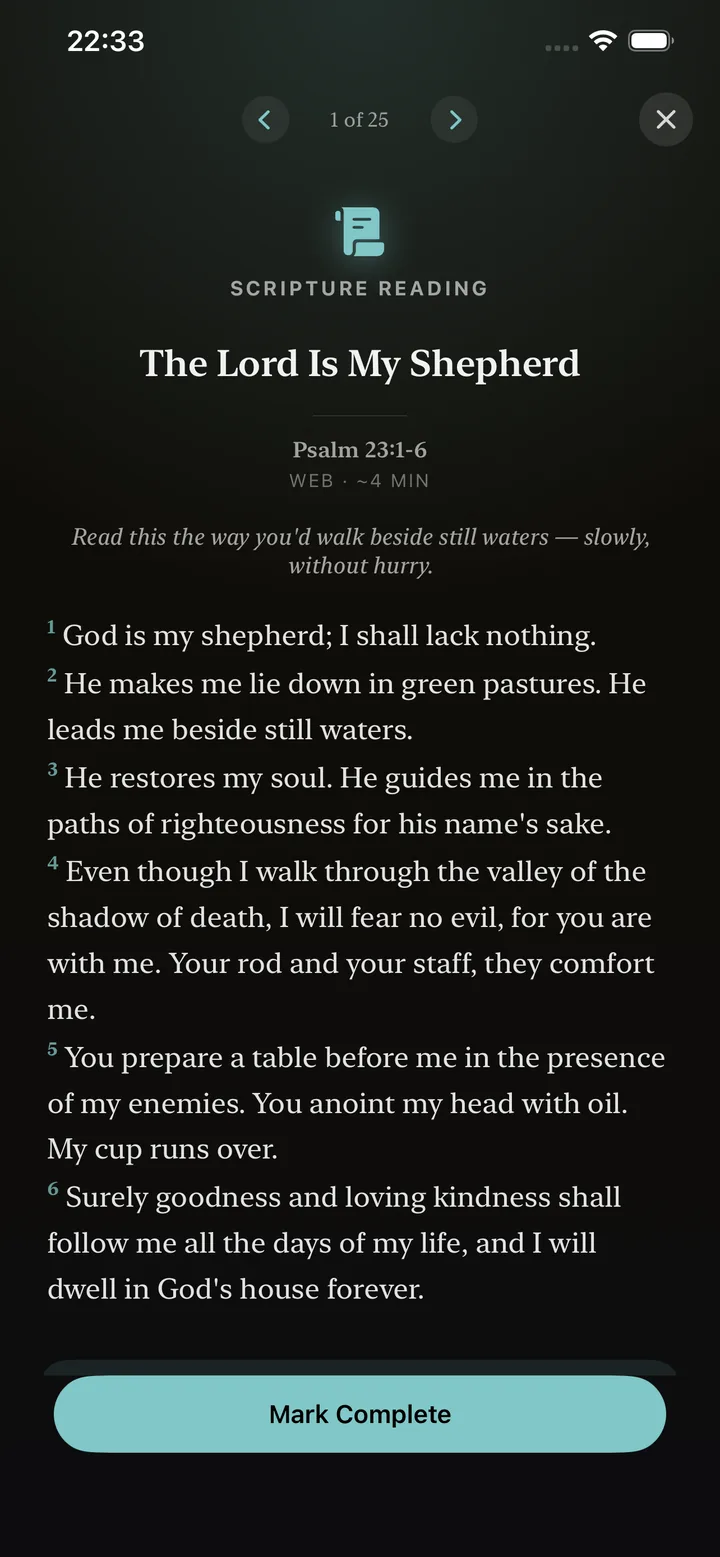 A guided Scripture Reading of Psalm 23 in DawnLight
